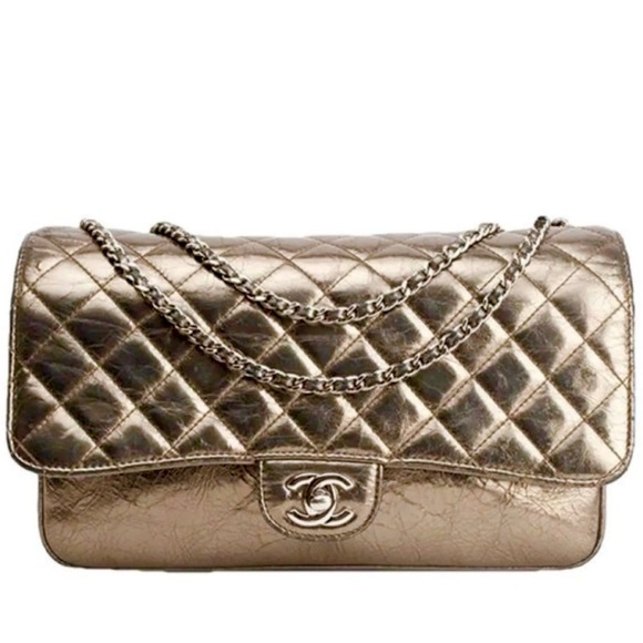 CHANEL Handbags - Chanel Metallic Quilted leather Flap Bag